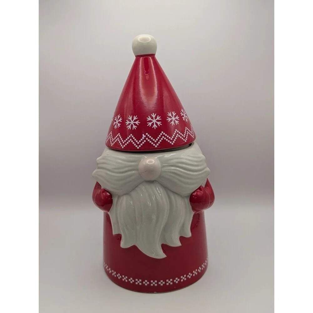Design Pac Ceramic Santa Gnome Cookie Jar 12